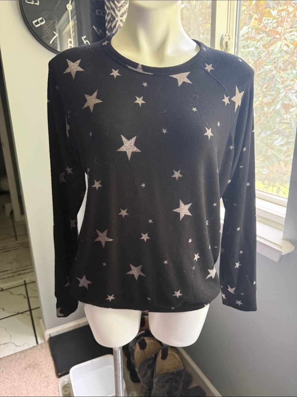 Buffalo David Bitton Black Star-Print Long Sleeve Sweatshirt